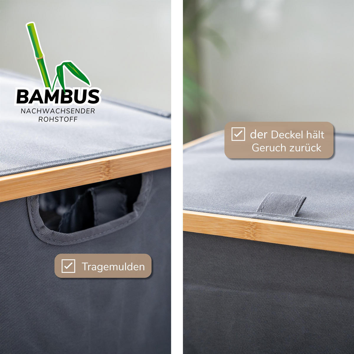 WÄSCHESAMMLER 100 Liter, grau - Grau, Textil (41/73.5/33.5cm) - bremermann