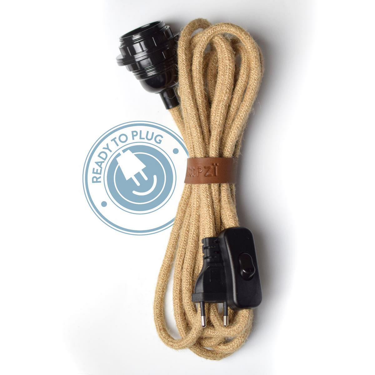 HÄNGELAMPE Bala mit Kabel und Schalter natur - Beige, Textil (450/1/450cm) - HOOPZI