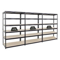 SCHWERLASTREGAL Giant Tiger 3er-Set mit 3x 200x120x60 cm Fachlast 265 kg 6-Ebenen Schwarz - Schwarz, Metall (360/200/60cm) - PROREGAL