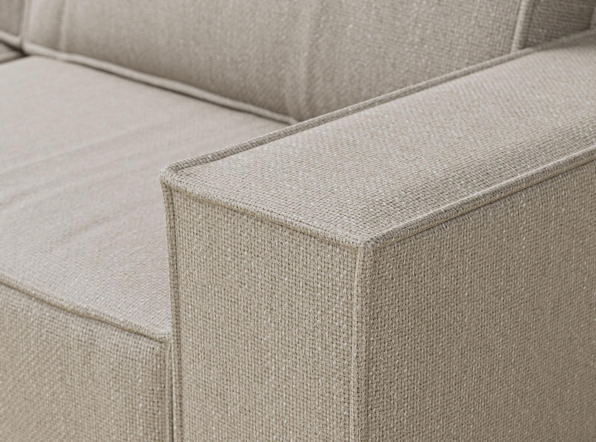 ECKSOFA MIT SCHLAFFUNKTION Zaya Beige Webstoff - Beige/Schwarz, Holz/Holzwerkstoff (255/148cm) - Maison de Reve