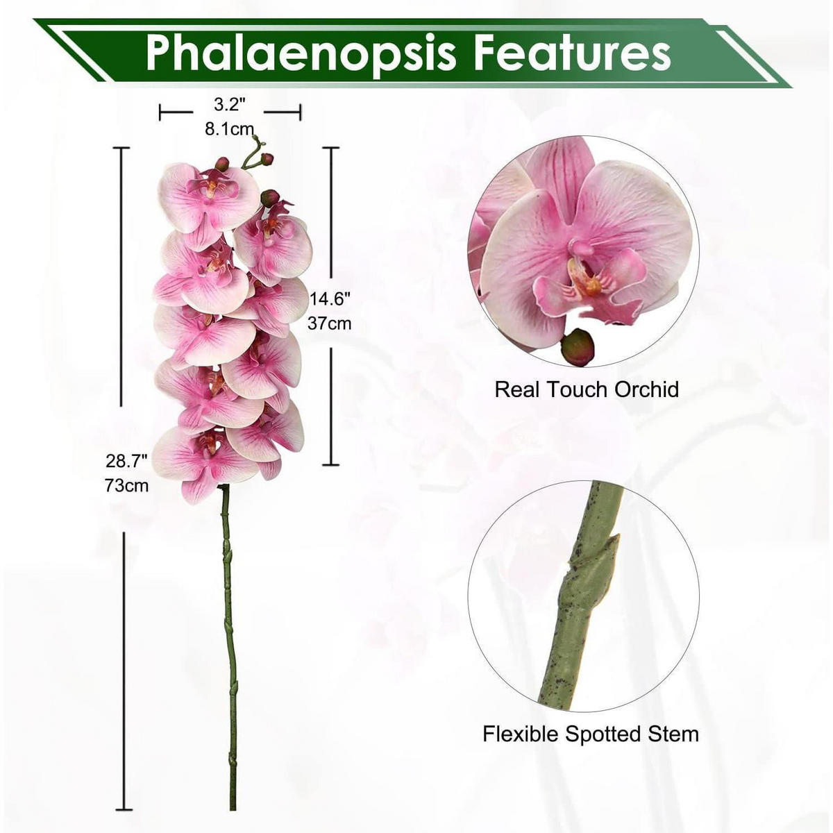 KUNSTBLUME Orchideenzweig 4-teiliges Set Rosa - Rosa, Kunststoff (73cm)