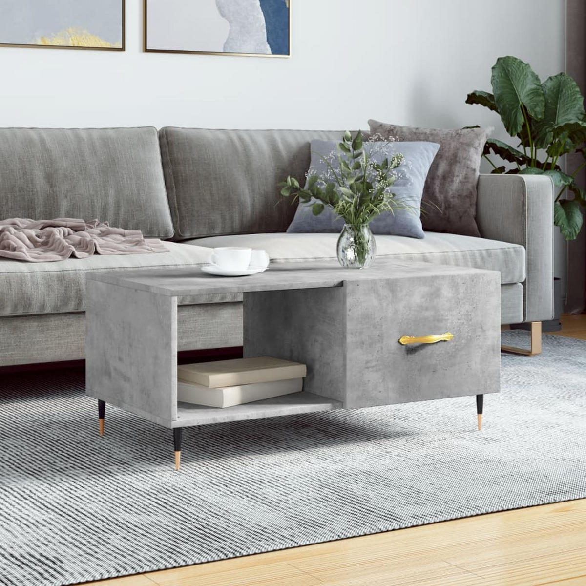 COUCHTISCH Betongrau 90x50x40 cm Holzwerkstoff - Grau, Holzwerkstoff (90/50/40cm) - furnicato