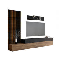 WOHNWAND Narezi II - Nussbaumfarben/Schwarz, Holzwerkstoff/Kunststoff (300/209/40cm) - MIRJAN24