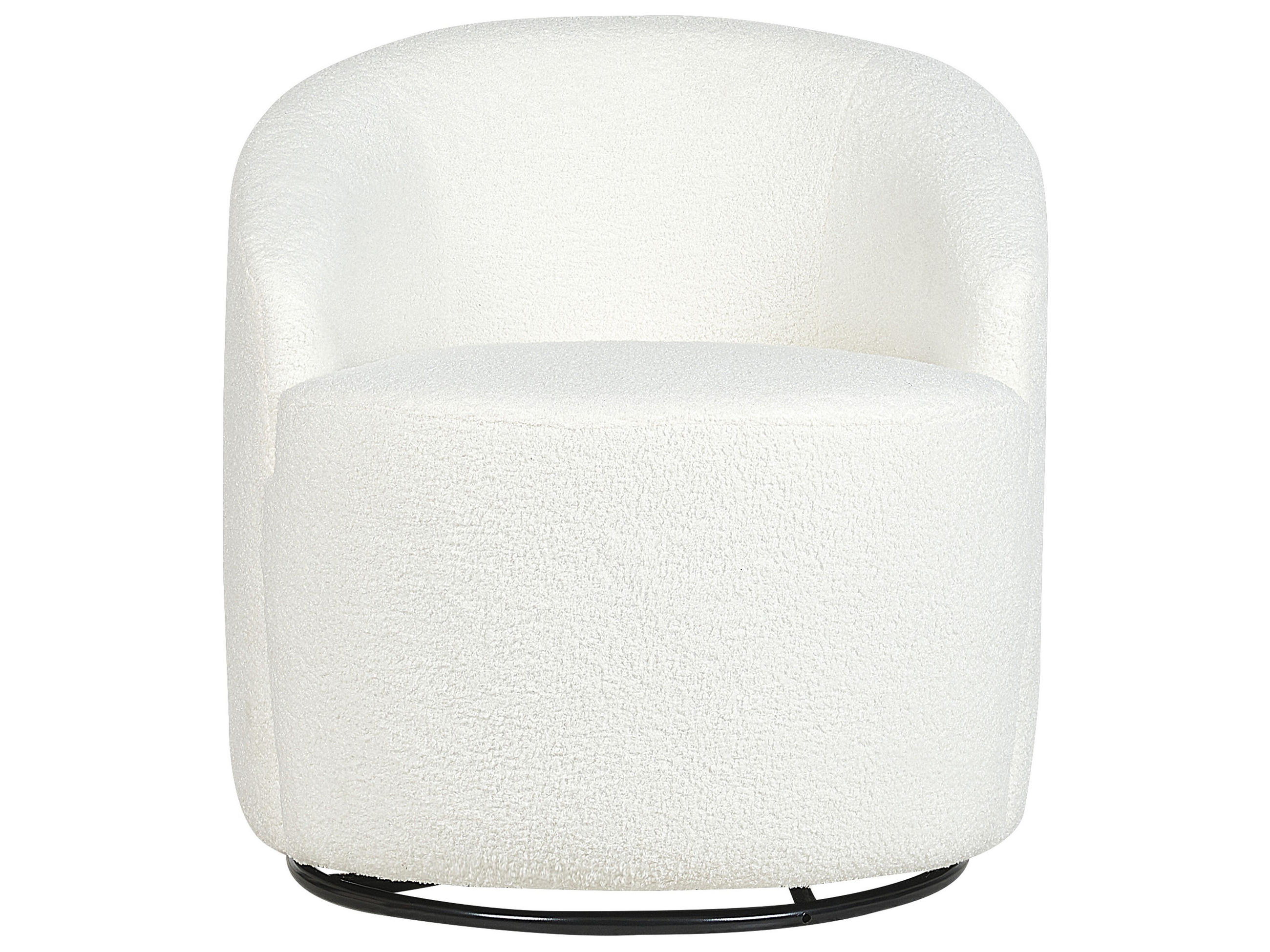 BOUCLÉ-DREHSESSEL Weiß Davik - Weiß, Holz/Textil (62/67/63cm) - Beliani