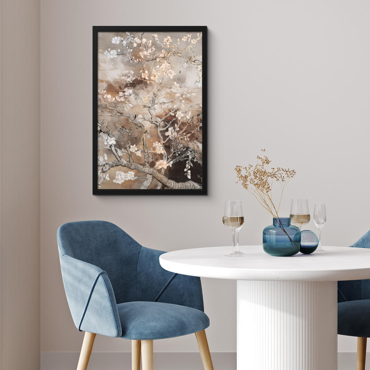 GERAHMTES BILD Mandelblüte - Kunst - Van Gogh - Beige - Abstrakt 40x60 cm - Braun, Papier (40/60cm) - MuchoWow