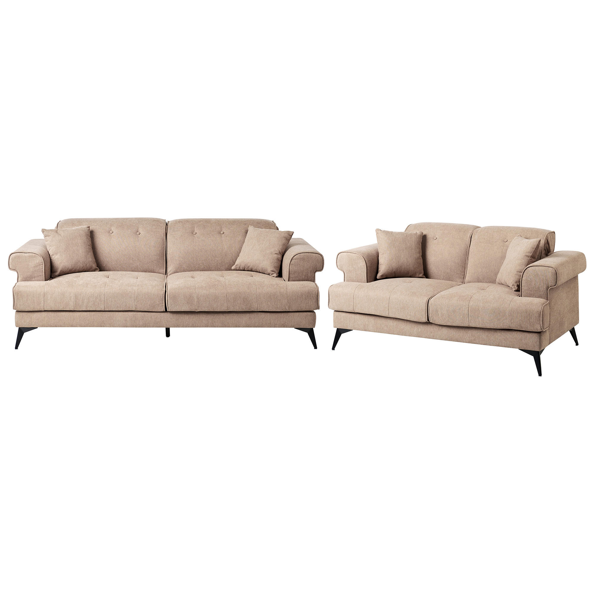 Beliani Sofa-Set Hellbraun, Braun, Schwarz 214x88x85 cm