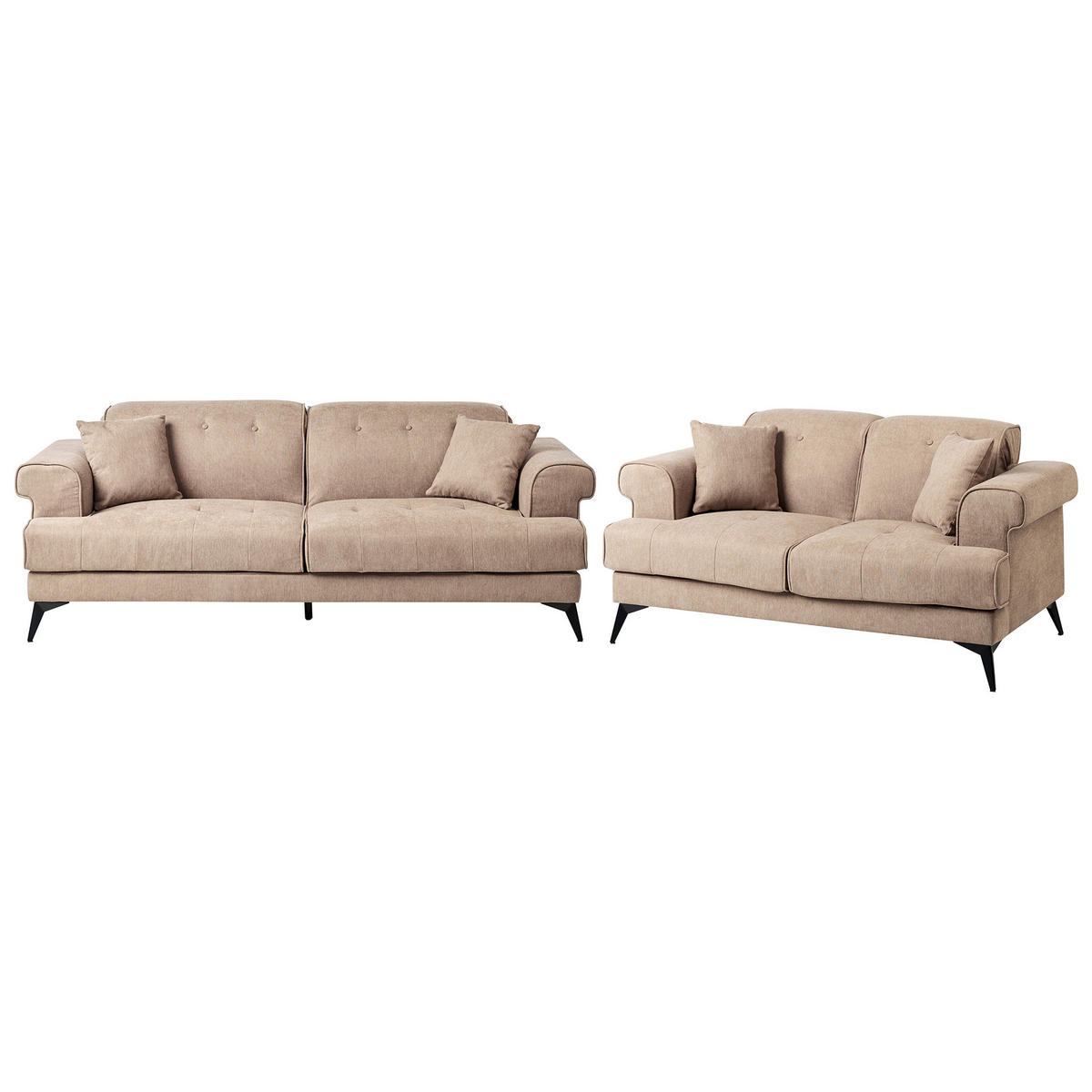 SADA POHOVEK 5-místná Látka Světle hnědá Skive - černá/hnědá, textil (214/88/85cm) - Beliani