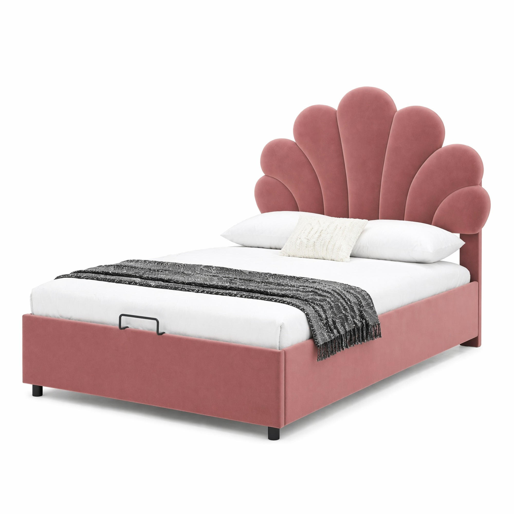 POLSTERBETT 90/200 cm in Rosa Samt mit Bettkasten - Dunkelrosa, Holzwerkstoff/Textil (90/200cm) - CHICFURN