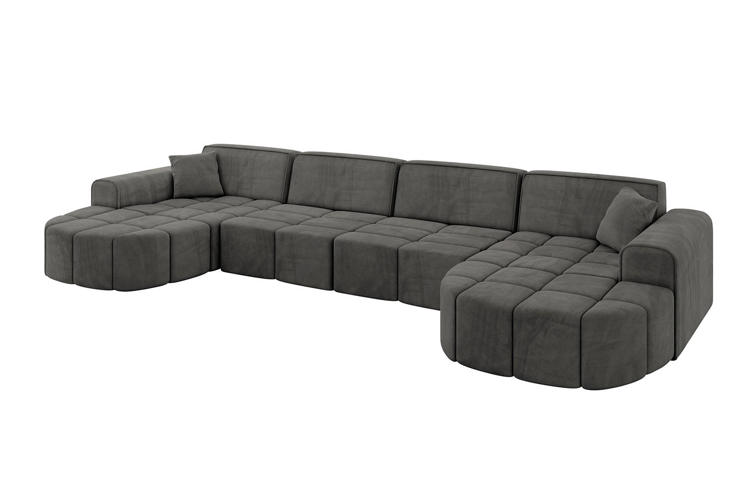 WOHNLANDSCHAFT LIVO-U2 - 400x173x79,5 cm Dunkelgrau - Dunkelgrau, Holzwerkstoff/Textil (400/79/173cm) - ALTDECOR