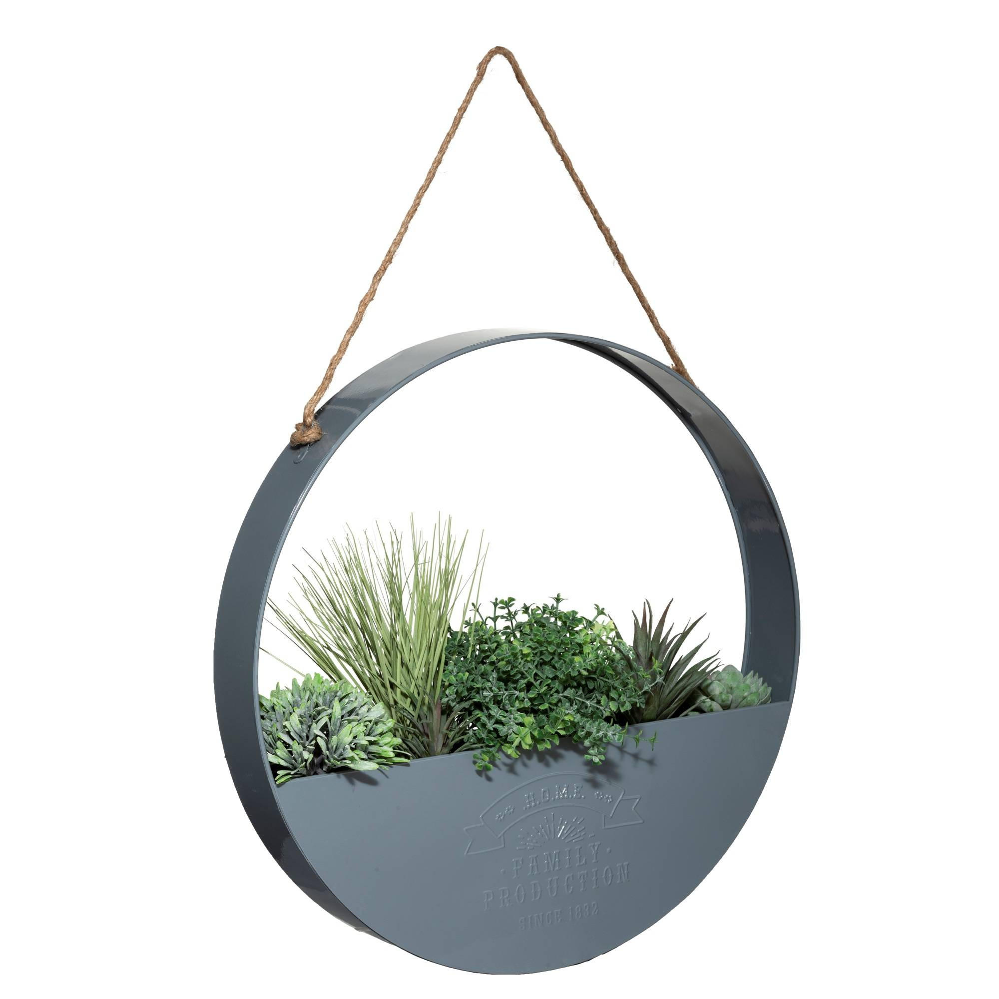 KUNSTPFLANZEN Hängedeko mit Metallring 64/6/64 cm - Grau, Metall (64cm) - Atmosphera Createur d´interieur