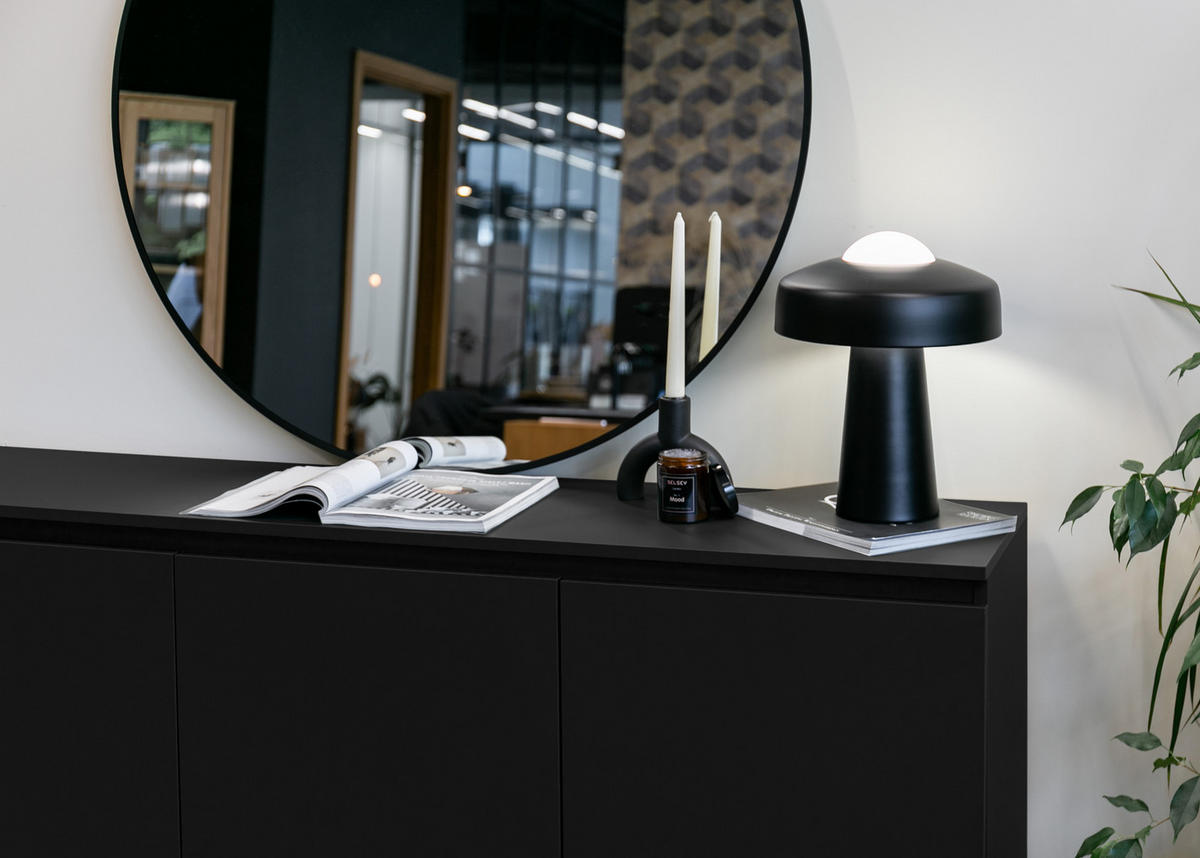 SIDEBOARD Bemmi Schwarz mit schwarzen Beinen 3-türig 150 cm - Schwarz, Holzwerkstoff/Metall (150/77/35cm) - Selsey