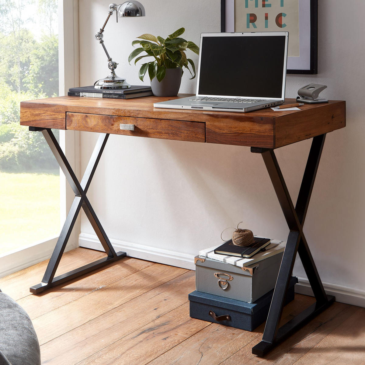 ARBEITSTISCH DALEY Massivholz Sheesham - Braun, Holz (55/120/78cm) - tinkaro