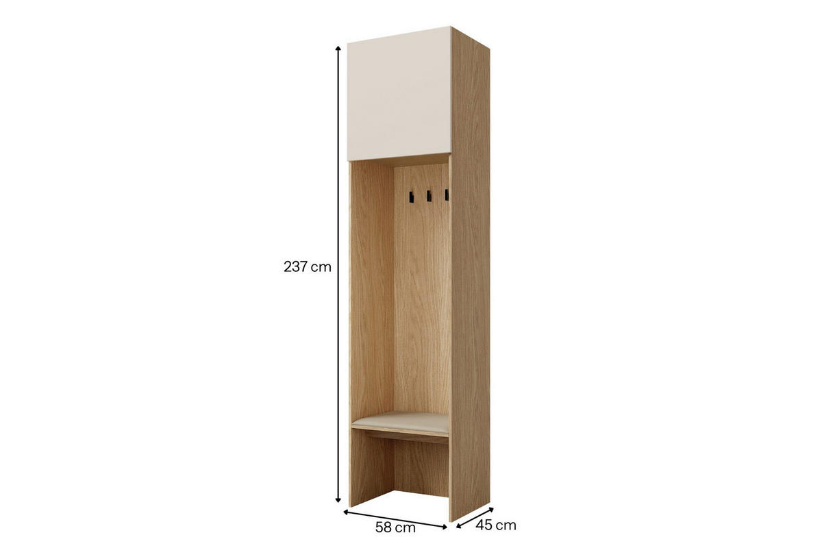 GARDEROBE SUN 58/45/237 cm in Macadamia - Kaschmir, Holzwerkstoff (58/237/45cm) - Deine Möbel 24