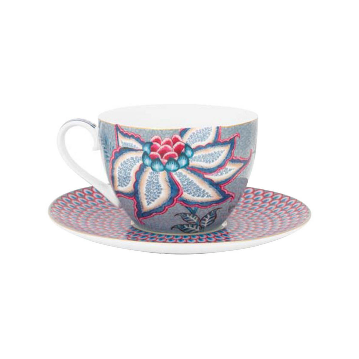 TASSEN & UNTERTASSEN 2er-Set Blumenfestival hellblau 280 ml - Hellblau, Keramik (16.8/12.2/16.8cm) - Pip Studio