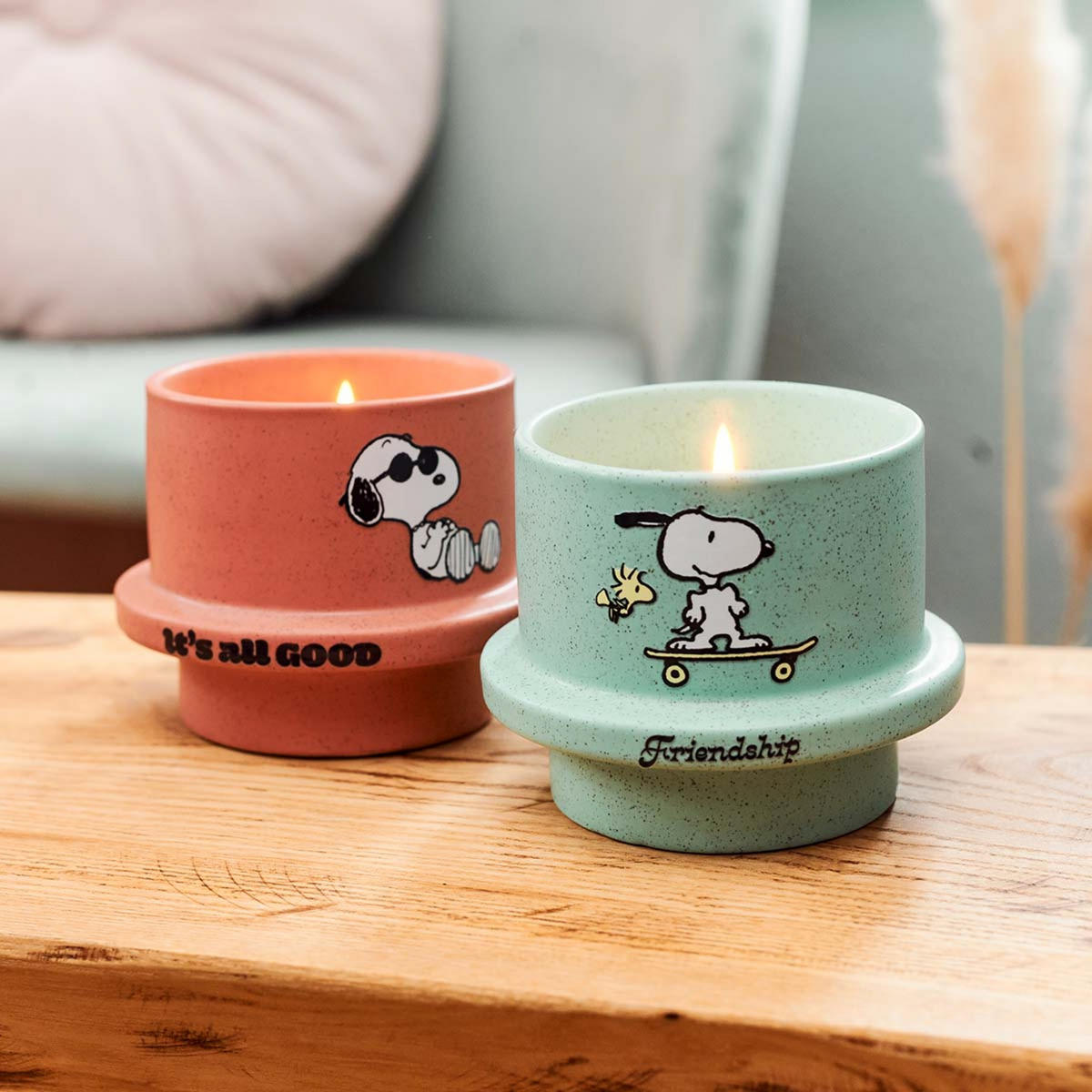 PEANUTS Duftkerzen - Grün, Naturmaterialien/Glas (8cm)