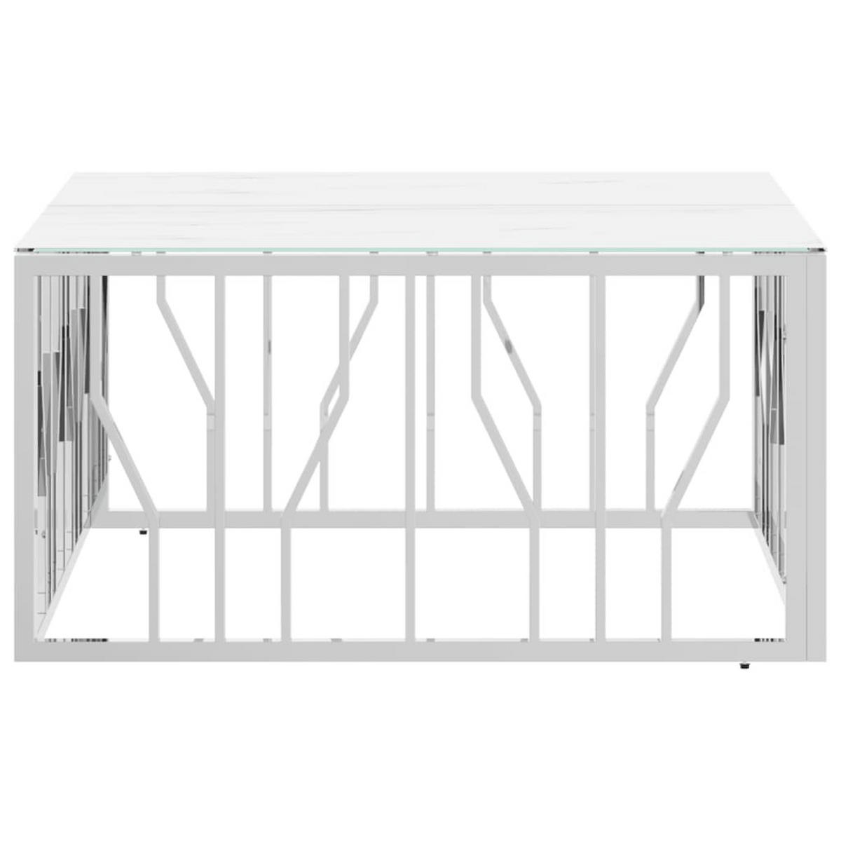 COUCHTISCH Silbern 80x80x40 cm Edelstahl und Glas - Silberfarben, Metall (80/80/40cm) - furnicato