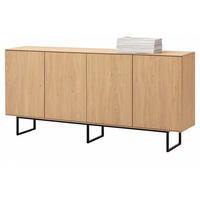 SIDEBOARD Stone Eiche, Kommode 200 x 90 cm, mit Push-to-Open - Eichefarben/Schwarz, Holzwerkstoff/Metall (200/90/40cm) - Furn.Design