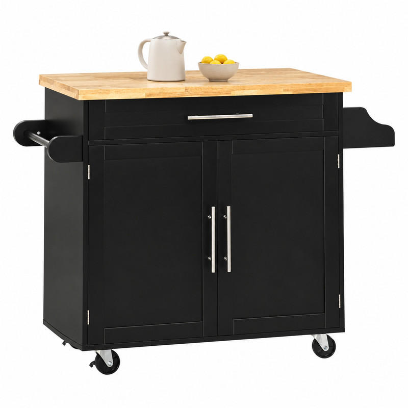 Beauniv Küchenwagen Schwarz 40x89x109 cm