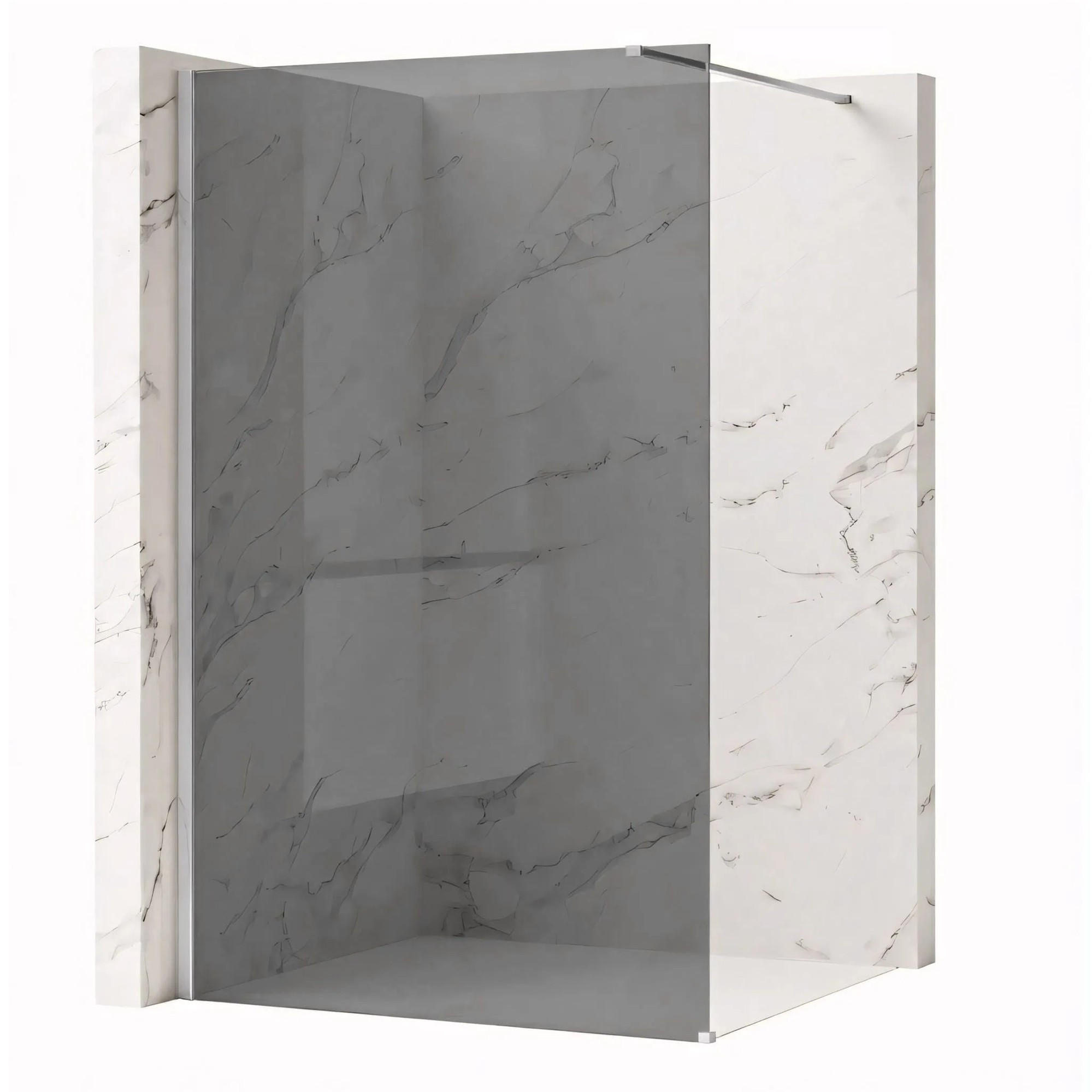 DUSCHWAND Rea Flexi Grey / Chrome 90 - Chromfarben, Glas (120/90/195cm) - REA