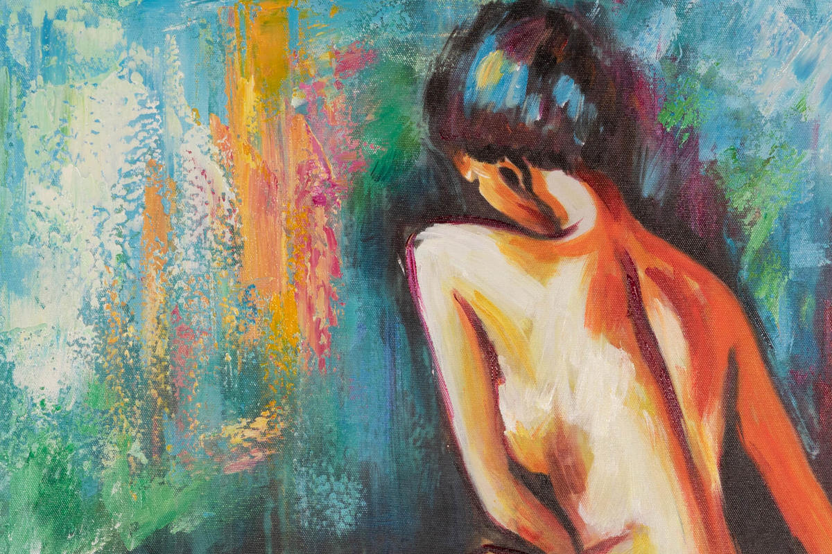ACRYLBILD HANDGEMALT 60/60 cm - Blau/Gelb, Holz/Textil (60/60cm) - KUNSTLOFT