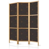 PARAVENT Japanischer 3-tlg 135x172 cm Sonnen Und Sterne - Braun, Holz/Textil (135/172/3cm) - Muralo