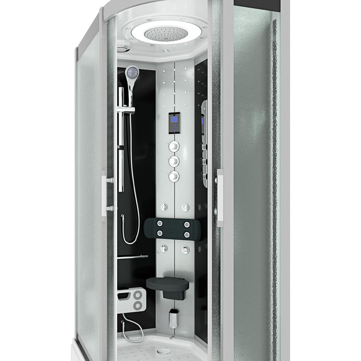 DUSCHE Duschkabine D60-73M1R-EC Schwarz 80x120 - Schwarz, Glas/Kunststoff (80/120/215cm) - AcquaVapore by Sandra Jentho