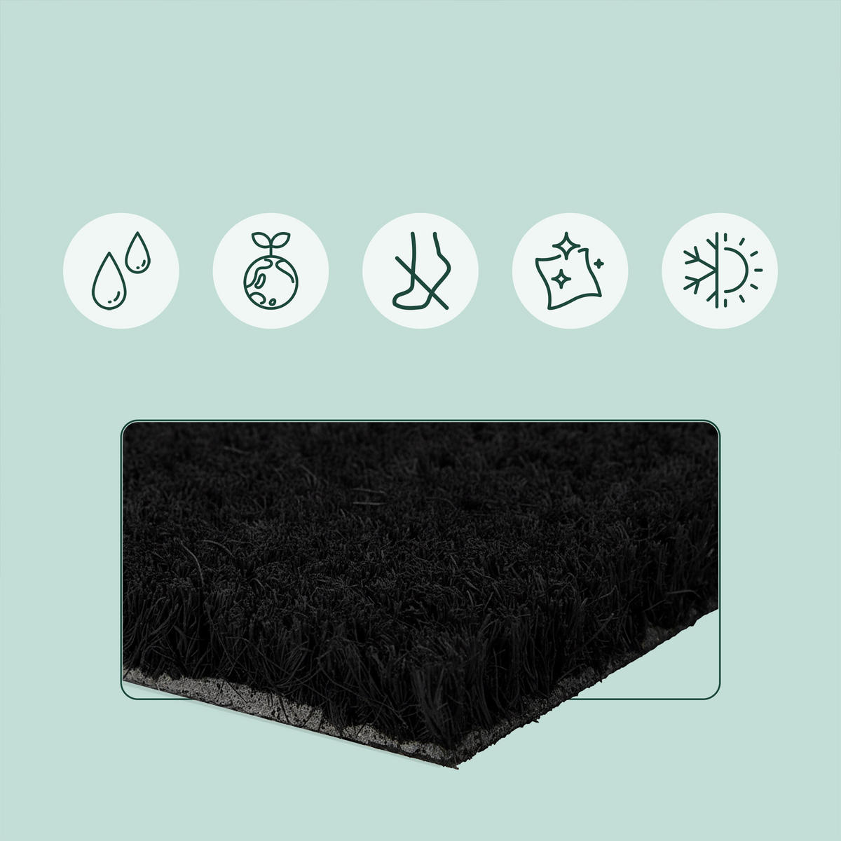 FUSSMATTE - Schwarz, Kunststoff/Textil (60/40cm) - Relaxdays