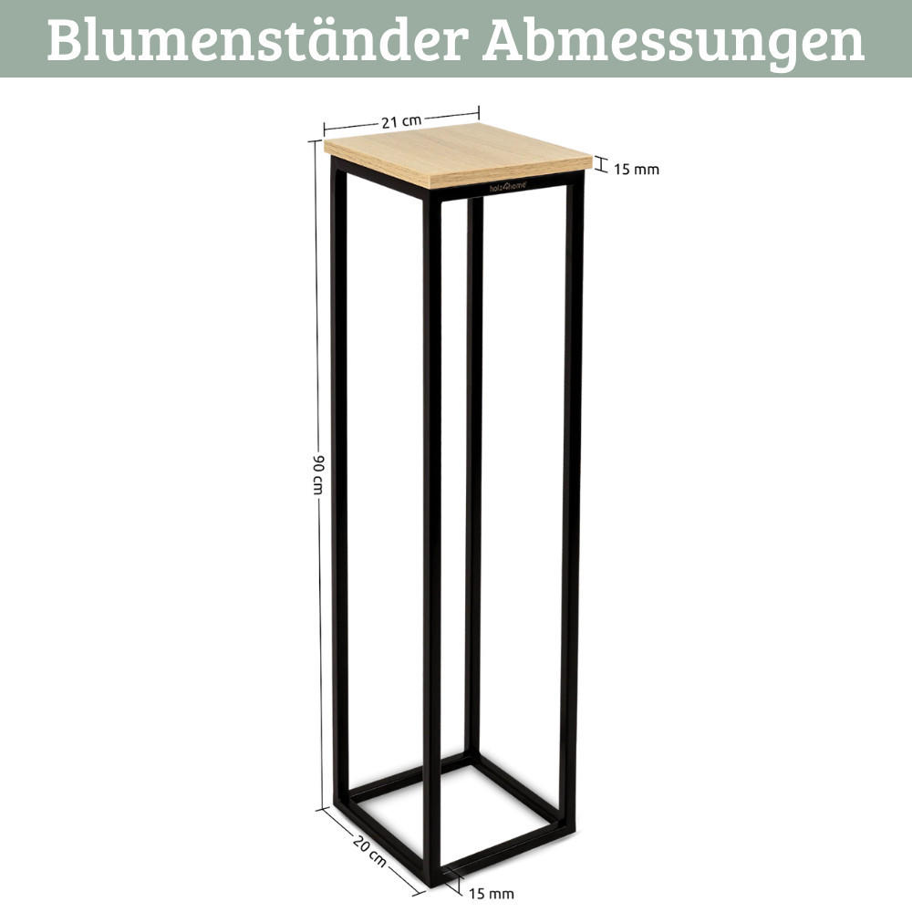 BLUMENSTÄNDER Holz LURI 90 cm hoch MDF Metallgestell - Braun, Holz (20/90/21cm) - DELUKE