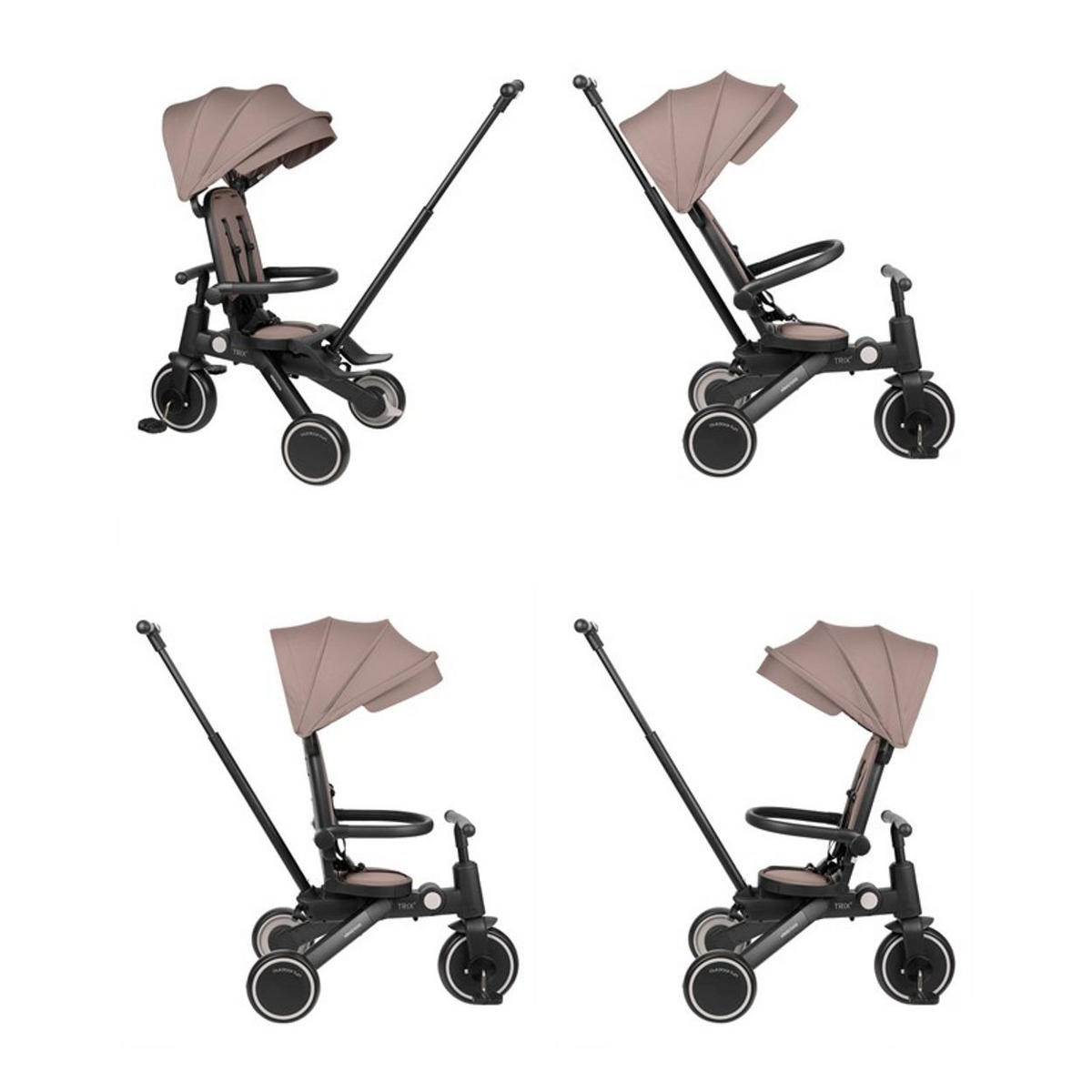 DREIRAD 5 in 1 Trix 2 beige zusammenklappbar, verstellbare Rückenlehne, Gurt - Beige, Metall (54/52/98cm) - Kikka boo