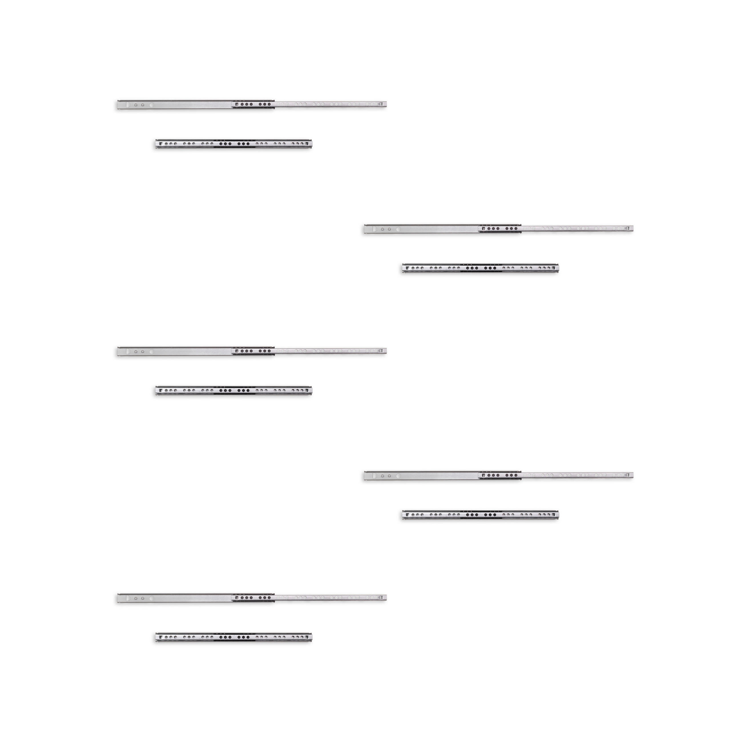 KUGELFÜHRUNGEN Höhe 17mm, TeilVollauszug, Verzinkt 5er-set - Zinkfarben, Metall (1/2/31cm) - EMUCA