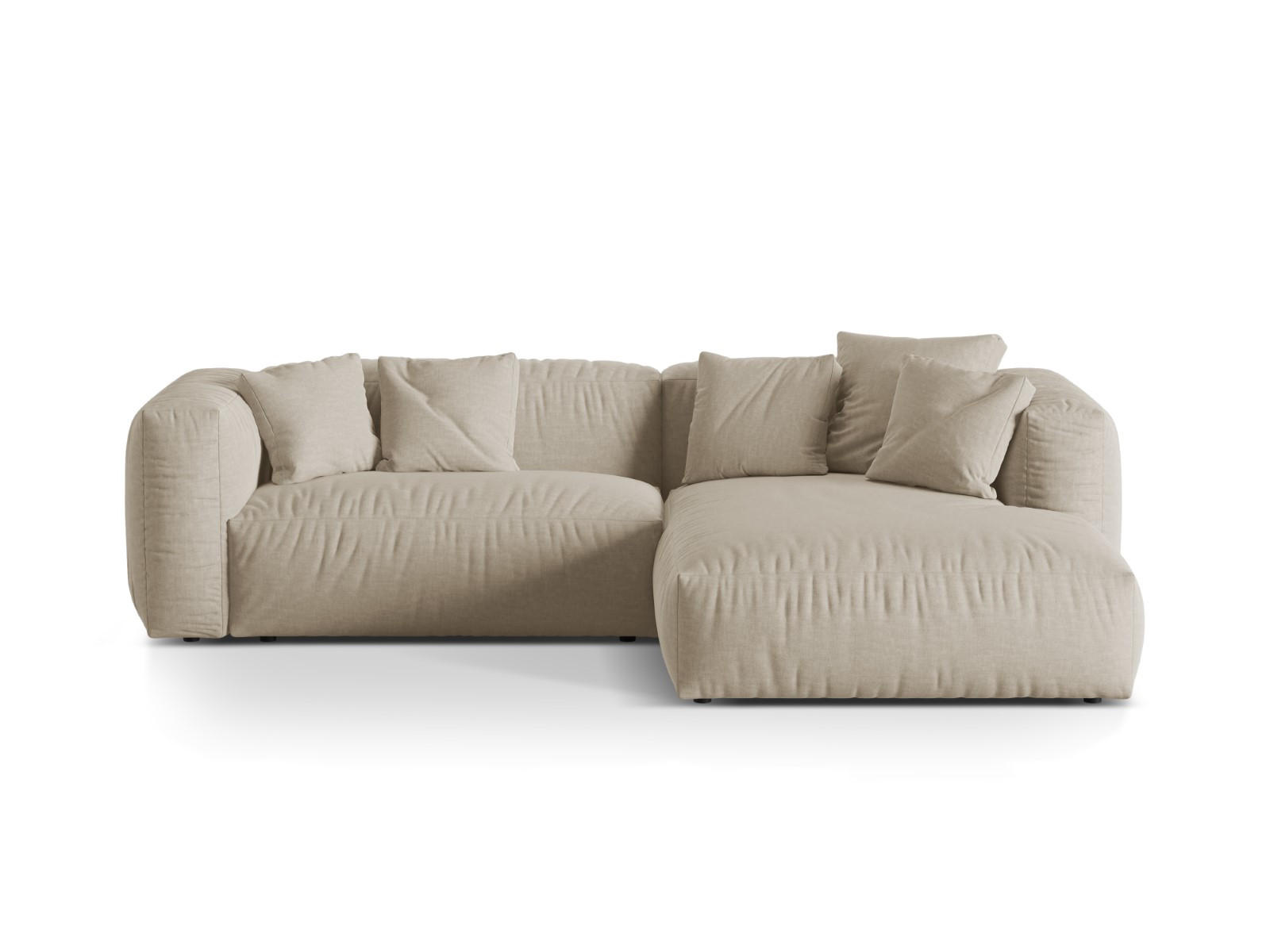 ECKSOFA modular rechts Martina aus strukturiertem Stoff leichtes beige 2 Sitzplätze - Creme, Textil (176/283cm) - Micadoni