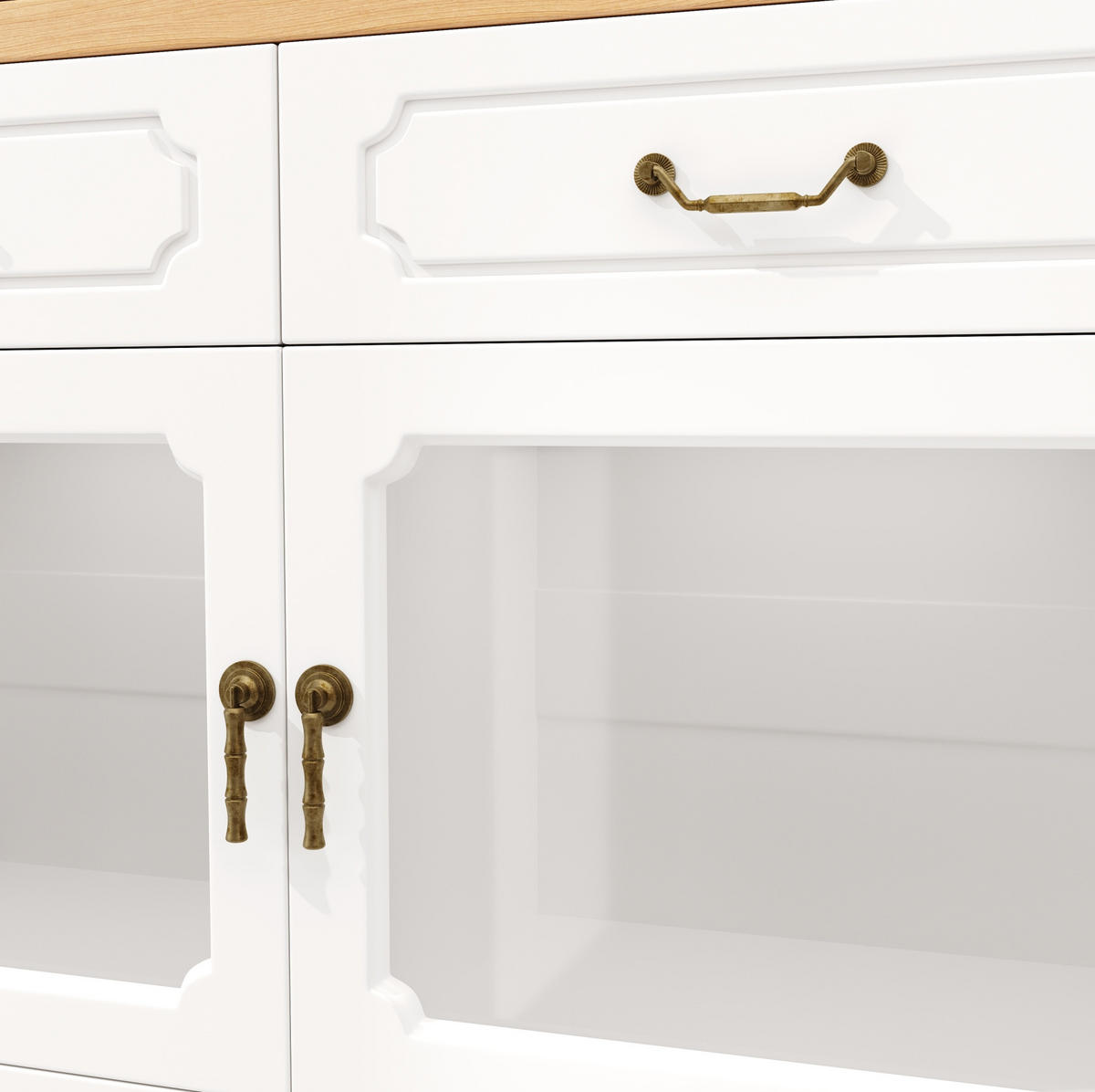 KÜCHENINSEL aus MDF 135-203x39x92,8cm in Weiß mit LED - Weiß, Holzwerkstoff (39/92.8/203cm) - Modfu