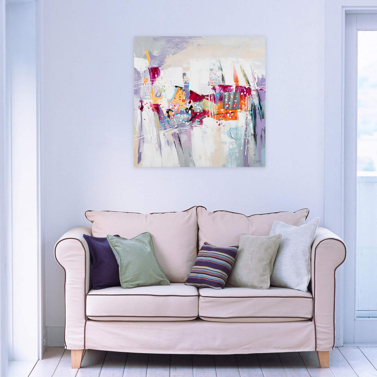 ÖLGEMÄLDE 80/80 cm - Pink/Lila, Holz/Textil (80/80cm) - KUNSTLOFT