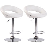 BARHOCKER 2er Set Mekim Kunstleder Weiß Silber - Weiß, Leder/Metall (53/80/47cm) - DELUKE