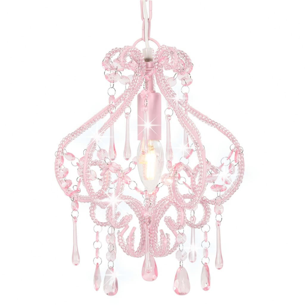 DECKENLEUCHTE Mit Perlen Rosa Rund E14 - Pink, Metall (24/4/32cm) - vidaXL