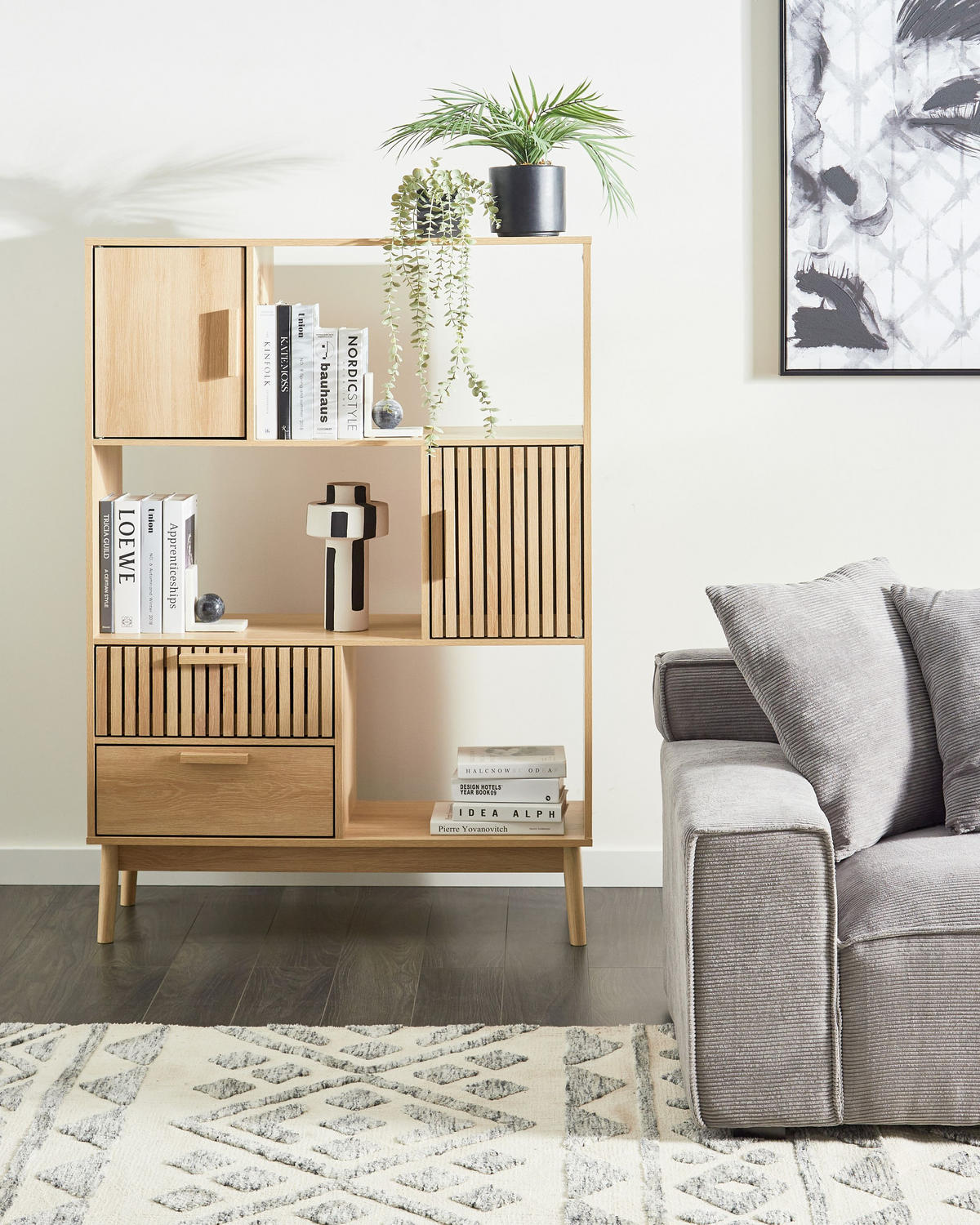 REGAL 140 cm Hellbraun Lynwood - Braun, Holzwerkstoff (100/140/35cm) - Beliani