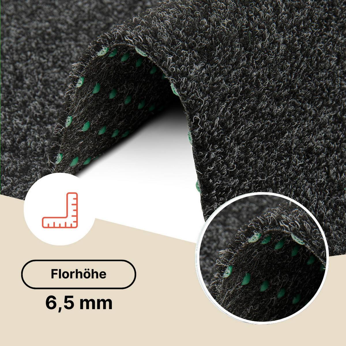 KUNSTRASEN Magic Forest 6,5 mm – Rasenteppich für Balkon, Terrasse & Garten, wetterfest 200/550 cm - Anthrazit, Textil (200/550cm) - Tapiso