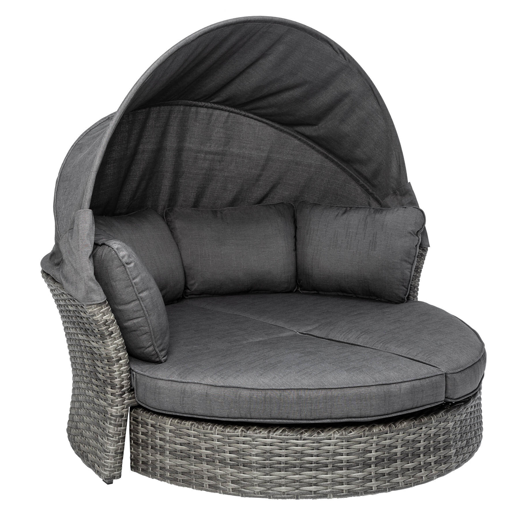 SONNENINSEL SEATTLE Polyrattan Grau 178105 cm - Grau, Textil/Metall (195/168/178cm) - riess-ambiente