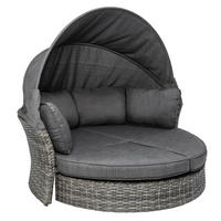 SONNENINSEL SEATTLE Polyrattan Grau 178105 cm - Grau, Textil/Metall (195/168/178cm) - riess-ambiente
