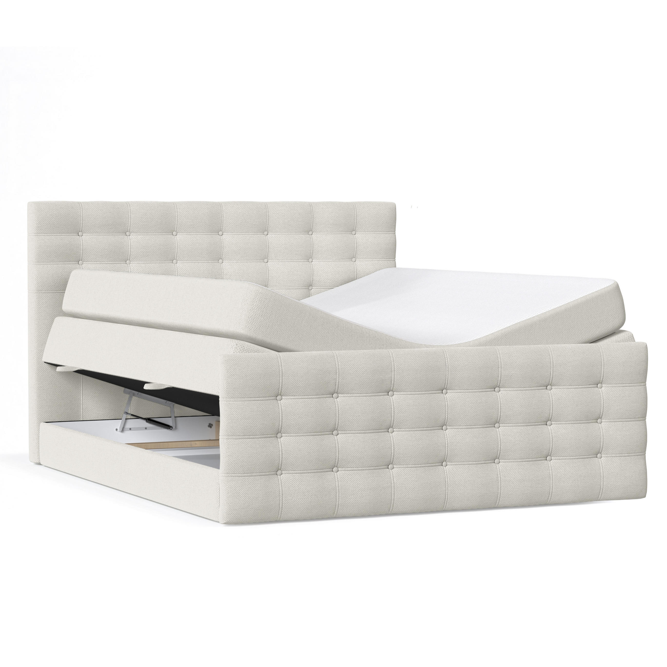 BOXSPRINGBETT Blend Creme 120/200 cm mit Matratze - Creme/Schwarz, Holz/Holzwerkstoff (120/200cm) - Maison de Reve