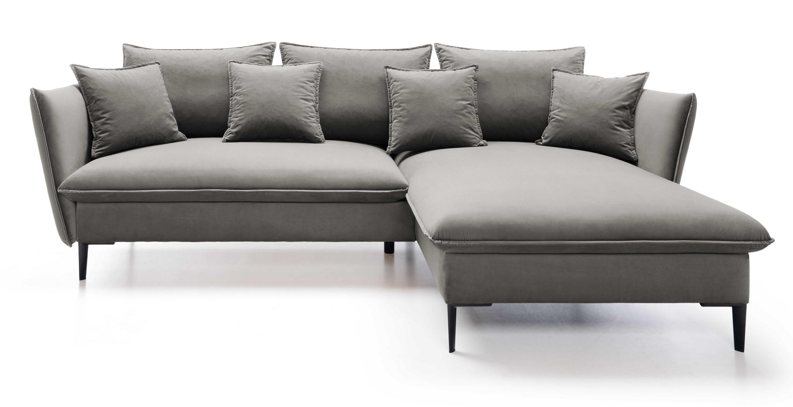 ECKSOFA Flavio mit Schlaffunktion, Bettkasten 260 cm, Rechts, Dunkelgrau - Dunkelgrau, Holz (167/258cm) - Emporius