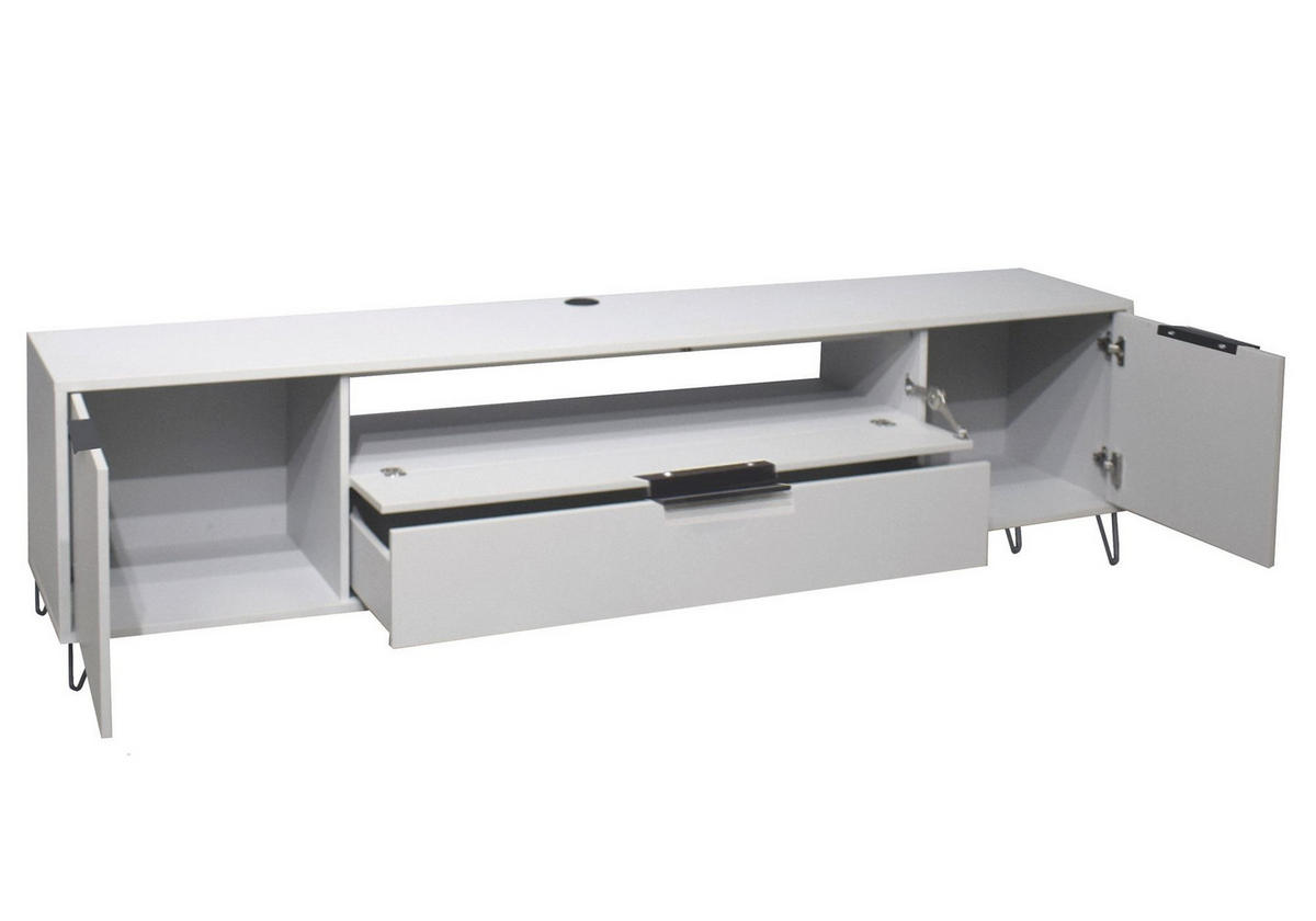 LOWBOARD Erna 216x45x62 Kreidegrau matt Lack - Hellgrau, Holzwerkstoff (216/62/45cm) - 58aufmkessel