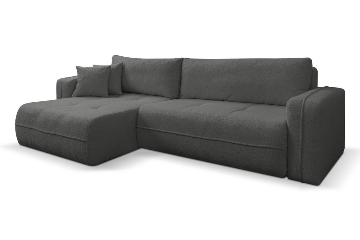 ECKSOFA CLOUD mit Schlaffunktion und Bettkasten Boucle Cloud (Grau) - Grau, Textil (276/145cm) - VENASI MÖBEL