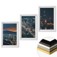 WANDBILDER 3er-Set - 40x60 cm Weißer Rahmen - Bergpanorama der Stadt bei Nacht - Weiß, Kunststoff (40/60cm) - ArtPrintCave