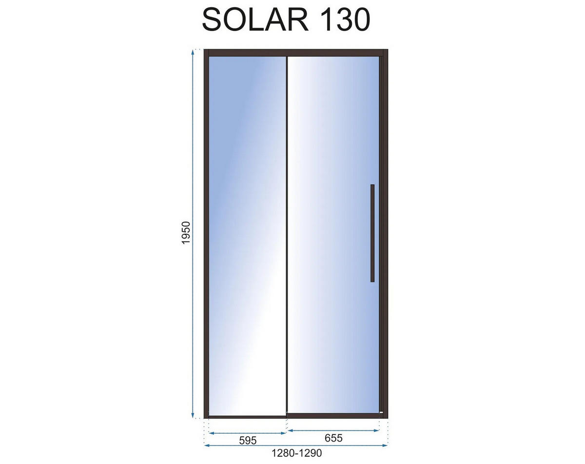 DUSCHTÜR Rea Solar Black Mat 130 - Schwarz, Glas (130/195cm) - REA