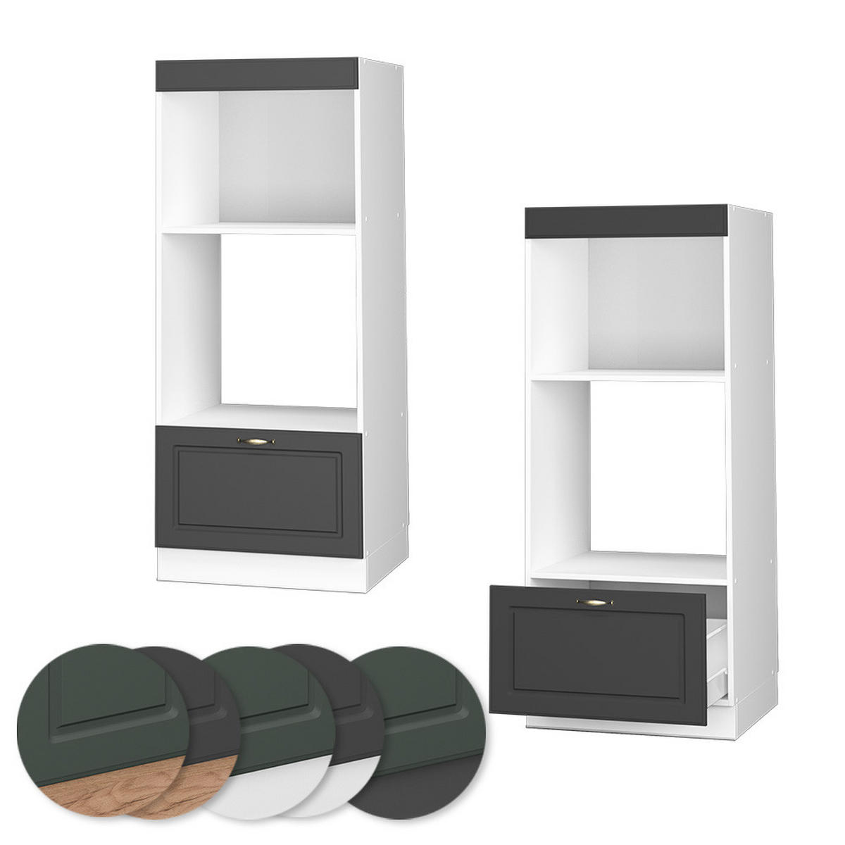 MIKROWELLENSCHRANK Fame-Line Anthrazit-Gold Landhaus 60 cm offen - Anthrazit/Goldfarben, Holzwerkstoff (60/153.6/58.1cm) - Vicco
