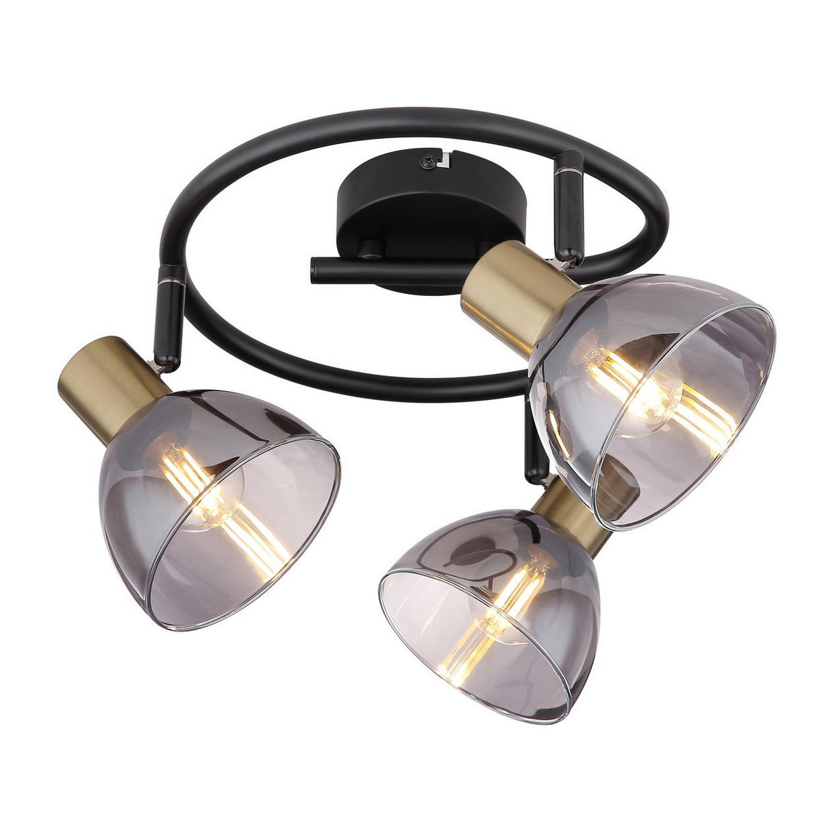 LED DECKENLEUCHTE Metall Schwarz matt mit Glas - Schwarz, Glas (25/25/17.5cm) - Globo Lighting