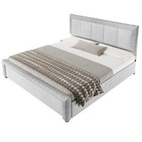POLSTERBETT aus französischem Samt 180x200 cm Grau mit 2 Schubladen - Grau, Textil (180/200cm) - Modfu