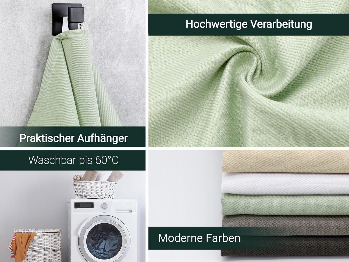 GESCHIRRTÜCHER, 5er-Set, 50x70 cm, 100% Baumwolle, Grün - Hellgrün, Textil (50/70cm) - Zollner