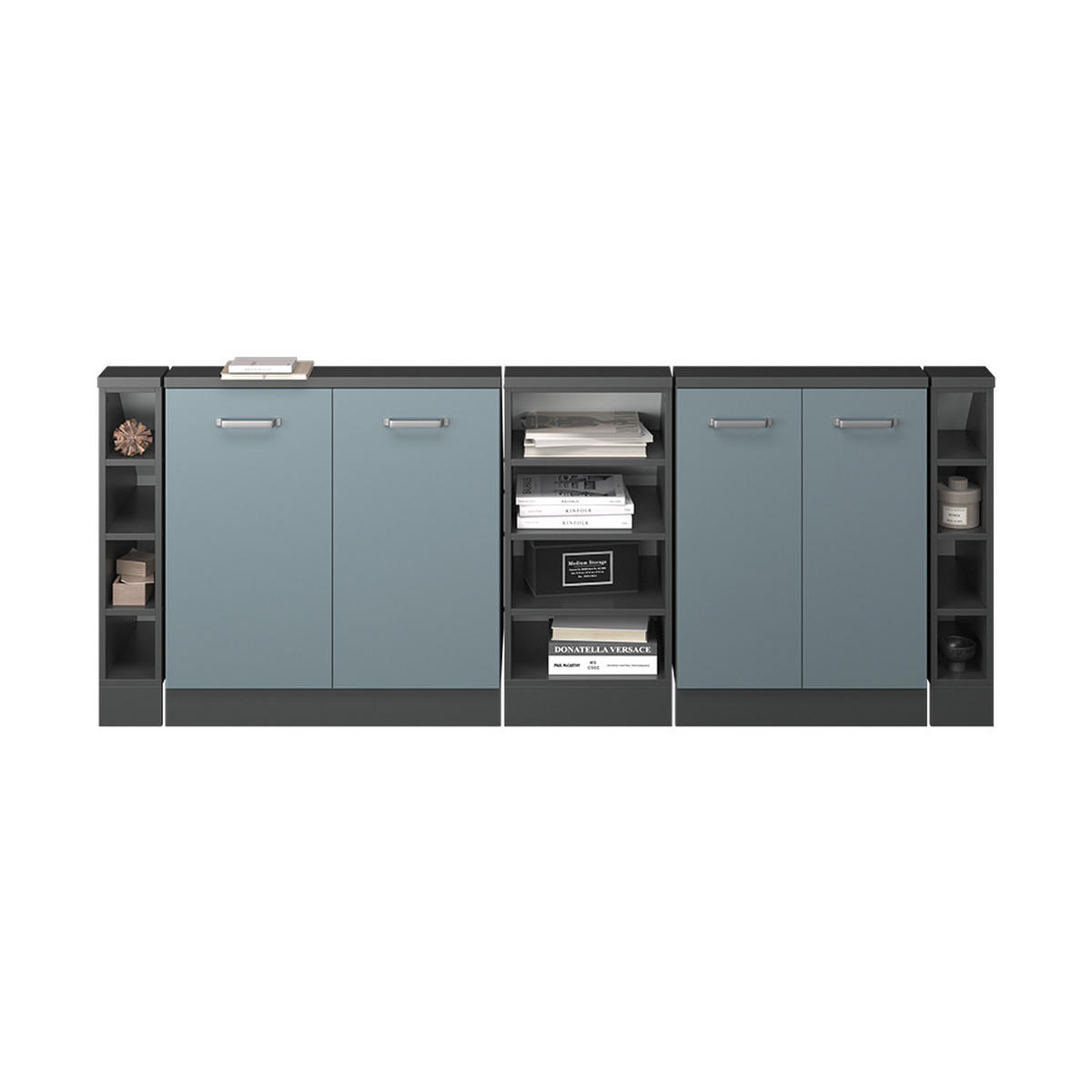 KUCHYŇSKÁ SKŘÍŇKA POD ŠIKMOU STŘECHU R-Line Modrošedá/antracitová - antracitová/šedohnědá, kompozitní dřevo (210/81.6/46cm) - Vicco